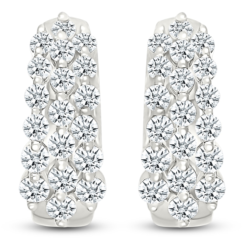 Diamond Three-Row Hoop Earrings 1 ct tw 10K White Gold