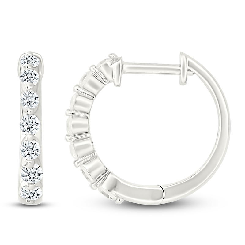Main Image 3 of Diamond Hoop Earrings 1/2 ct tw 10K White Gold