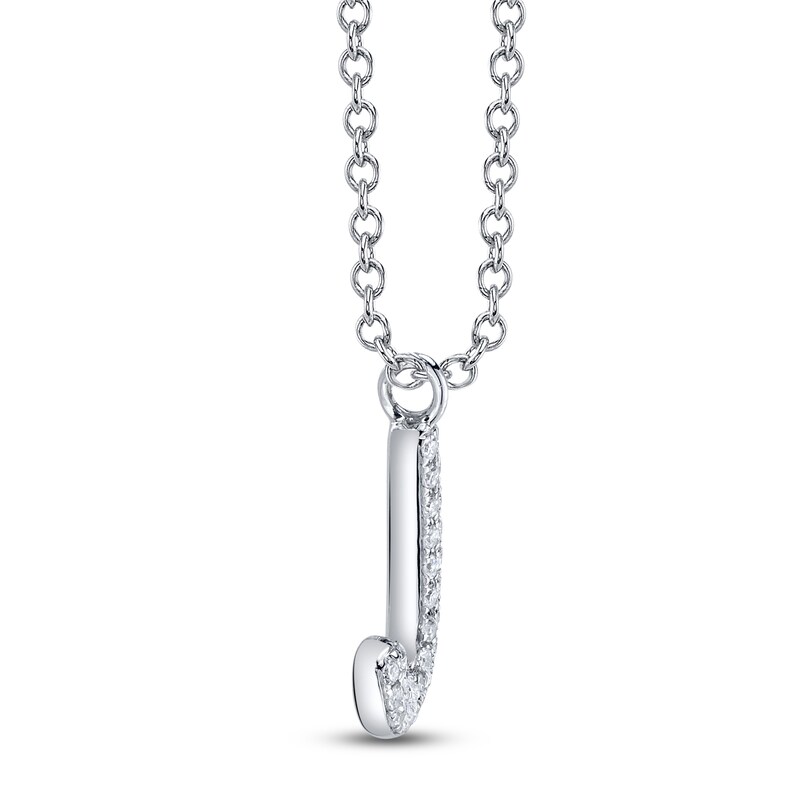 Main Image 2 of Shy Creation Diamond Letter J Pavé Necklace 1/20 ct tw 14K White Gold 18" SC55028331-J