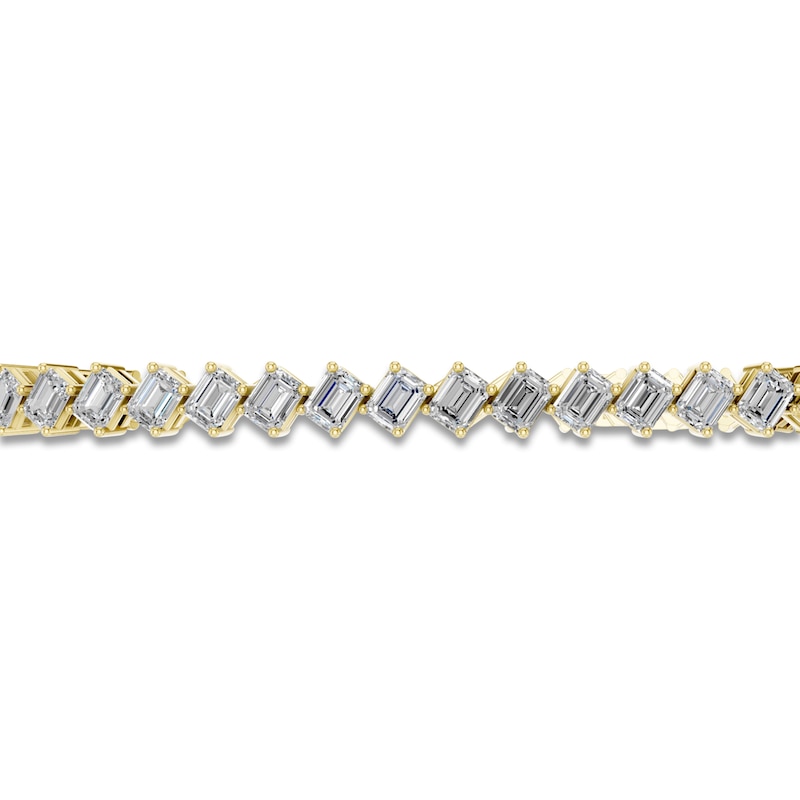Main Image 2 of Emerald-Cut Lab-Grown Diamond Tennis Bracelet 5 ct tw 14K Yellow Gold 7"