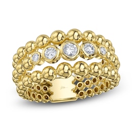 Shy Creation Diamond Three-Row Beaded Ring 1/4 ct tw 14K Yellow Gold SC55028830