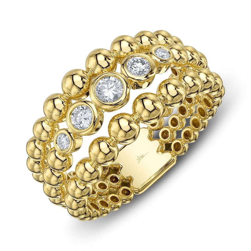 Main Image 2 of Shy Creation Diamond Three-Row Beaded Ring 1/4 ct tw 14K Yellow Gold SC55028830