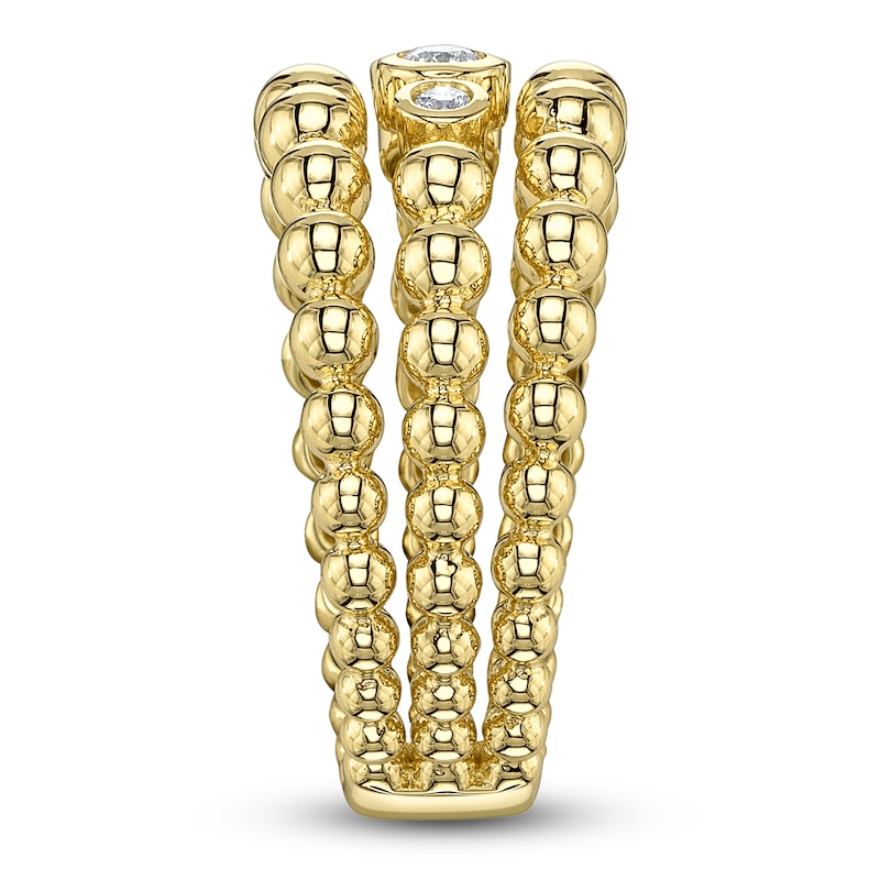 Main Image 3 of Shy Creation Diamond Three-Row Beaded Ring 1/4 ct tw 14K Yellow Gold SC55028830
