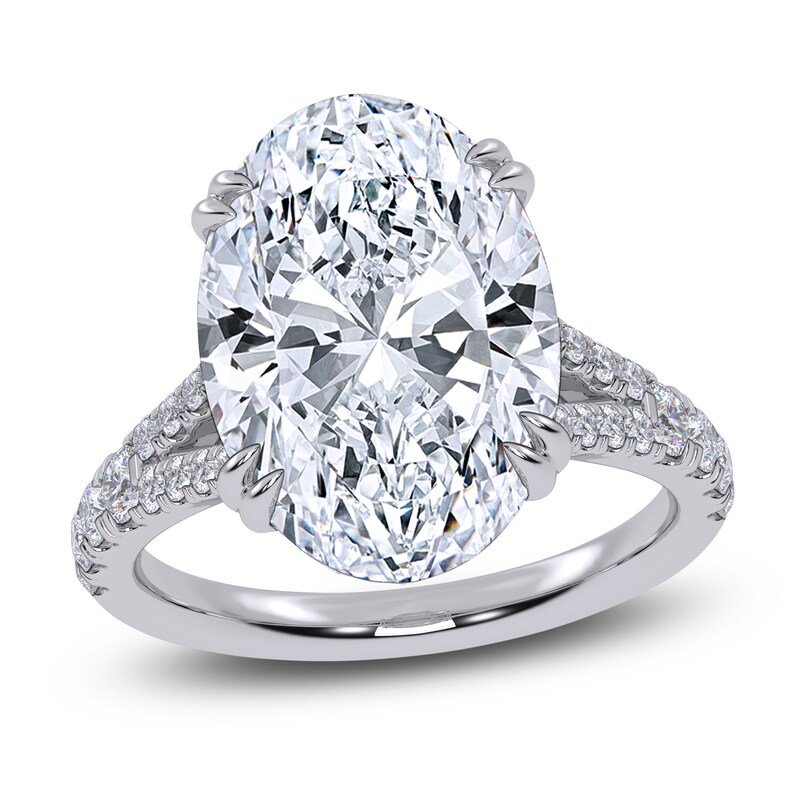 Main Image 1 of Oval-Cut Lab-Grown Diamond Engagement Ring 6-1/2 ct tw 14K White Gold