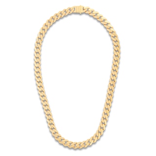 Miami Cuban Curb Chain Necklace 11.3mm Semi-Solid 10K Yellow Gold 24"