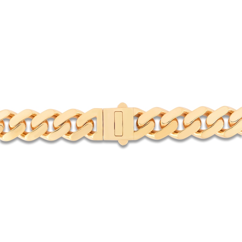 Main Image 2 of Miami Cuban Curb Chain Necklace 11.3mm Semi-Solid 10K Yellow Gold 24"