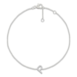 Diamond Initial P Bracelet 1/15 ct tw 10K White Gold 7.5"