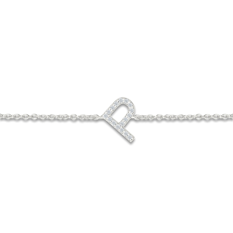 Main Image 2 of Diamond Initial P Bracelet 1/15 ct tw 10K White Gold 7.5"