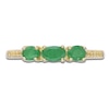 Thumbnail Image 3 of Oval-Cut Natural Emerald & Diamond Three-Stone Ring 1/20 ct tw 10K Yellow Gold