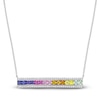 Thumbnail Image 1 of Square-Cut Multicolor Lab-Created Sapphire Bar Necklace Sterling Silver 18"