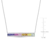 Thumbnail Image 2 of Square-Cut Multicolor Lab-Created Sapphire Bar Necklace Sterling Silver 18"