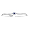 Thumbnail Image 2 of Emerald-Cut Natural Sapphire & Diamond Bracelet 1/4 ct tw 14K White Gold 7.5"
