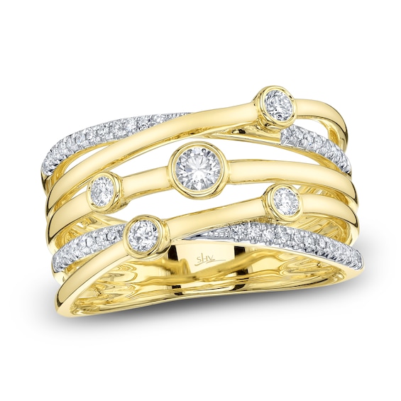 Shy Creation Diamond Multi-Row Scatter Ring 1/3 ct tw 14K Yellow Gold SC55029008RD