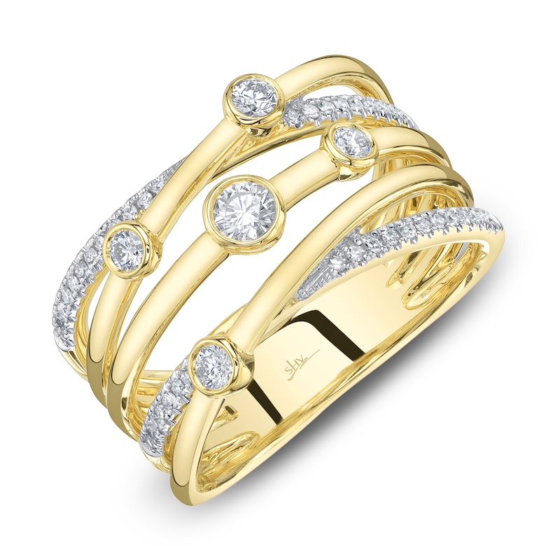 Main Image 2 of Shy Creation Diamond Multi-Row Scatter Ring 1/3 ct tw 14K Yellow Gold