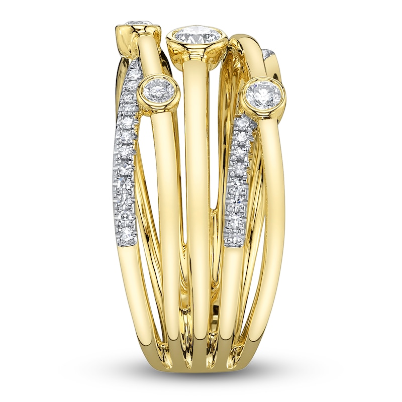 Main Image 3 of Shy Creation Diamond Multi-Row Scatter Ring 1/3 ct tw 14K Yellow Gold