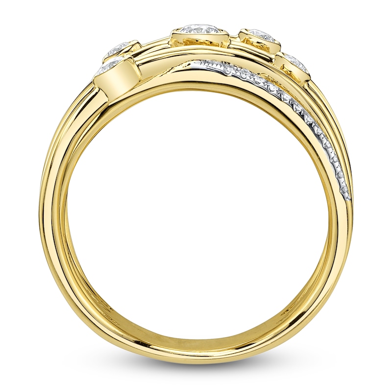 Main Image 4 of Shy Creation Diamond Multi-Row Scatter Ring 1/3 ct tw 14K Yellow Gold