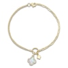 Thumbnail Image 1 of Shy Creation Natural Mother-of-Pearl & Diamond Clover Bracelet 1/10 ct tw 14K Yellow Gold 7"