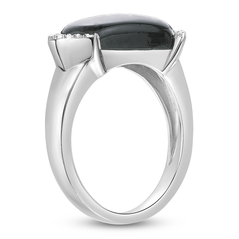 Main Image 2 of Oval-Cut Black Onyx & White Lab-Created Sapphire Ring Sterling Silver