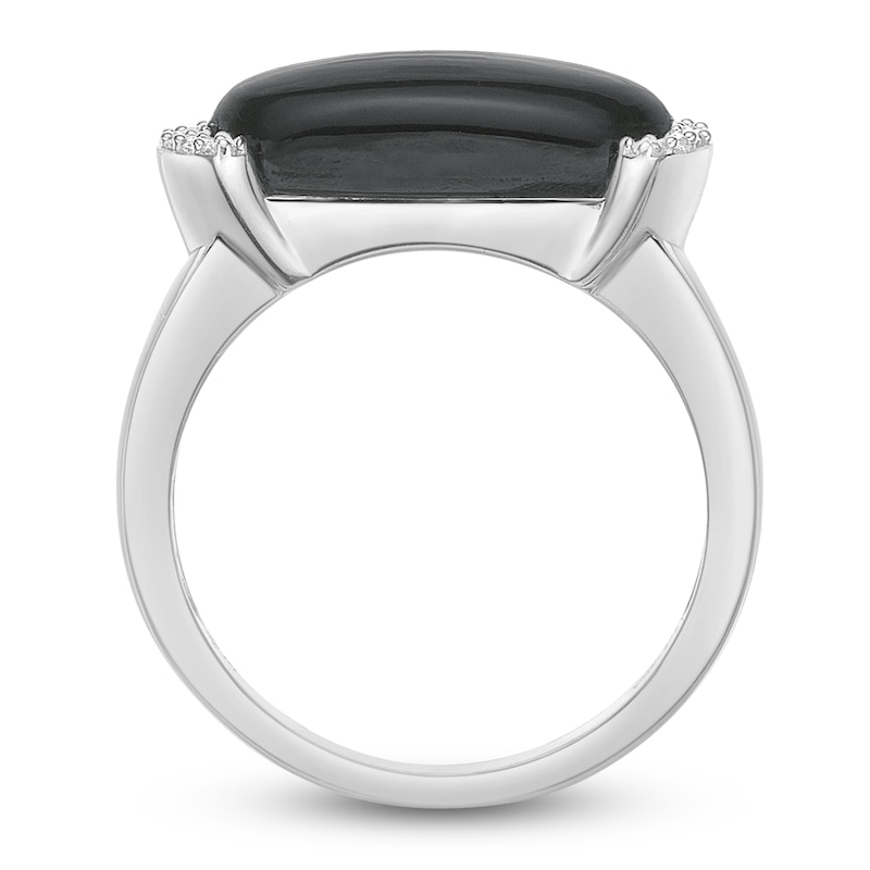 Main Image 4 of Oval-Cut Black Onyx & White Lab-Created Sapphire Ring Sterling Silver