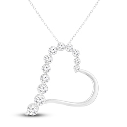 Diamond Heart Pendant Necklace 1/2 ct tw Round 10K White Gold 18"