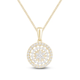 Multi-Diamond Open Halo Necklace 1/4 ct tw 10K Yellow Gold 19"