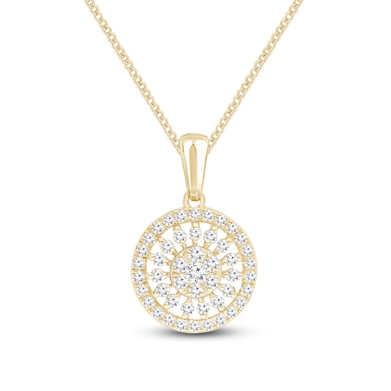 Multi-Diamond Open Halo Necklace 1/4 ct tw 10K Yellow Gold 19"