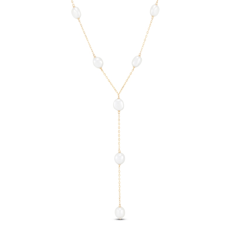 Main Image 1 of Baroque Cultured Pearl Station Y-Drop Necklace 14K Yellow Gold 18"
