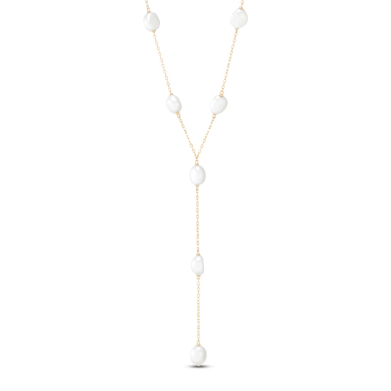 Main Image 2 of Baroque Cultured Pearl Station Y-Drop Necklace 14K Yellow Gold 18"