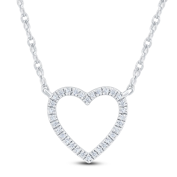 Diamond Heart Necklace 1/10 ct tw Round-cut 10K White Gold