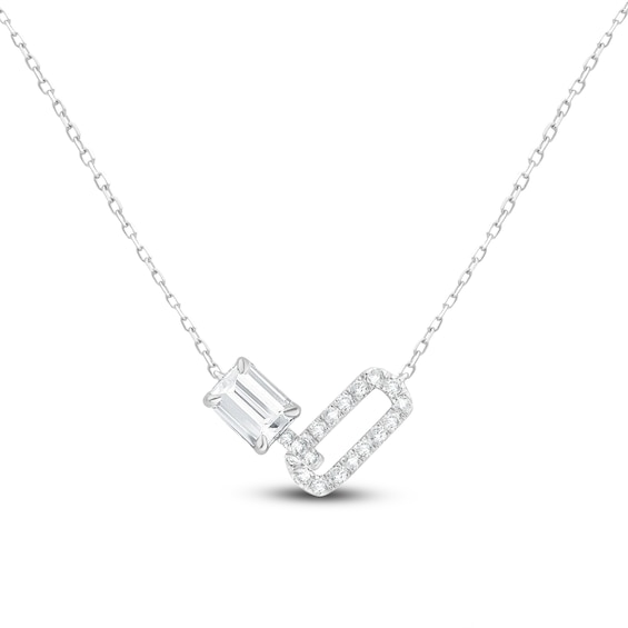 Jared Signature Emerald-Cut Lab-Grown Diamond Link Necklace 2 ct tw 14K White Gold 18"