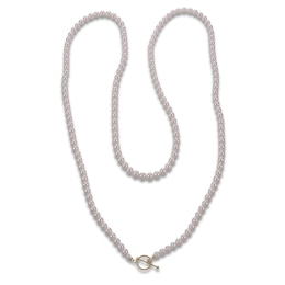 Oval-Shaped&nbsp;Cultured Pearl Strand 10K Yellow Gold 36"