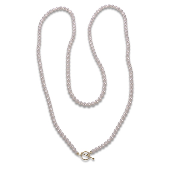 Oval-Shaped&nbsp;Cultured Pearl Strand 10K Yellow Gold 36"