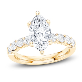 Certified Marquise-Cut Lab-Grown Diamond Engagement Ring 2-3/4 ct tw 14K Yellow Gold