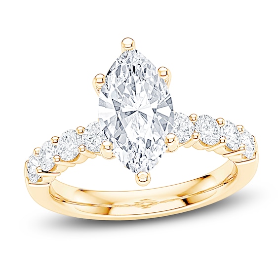 Certified Marquise-Cut Lab-Grown Diamond Engagement Ring 2-3/4 ct tw 14K Yellow Gold