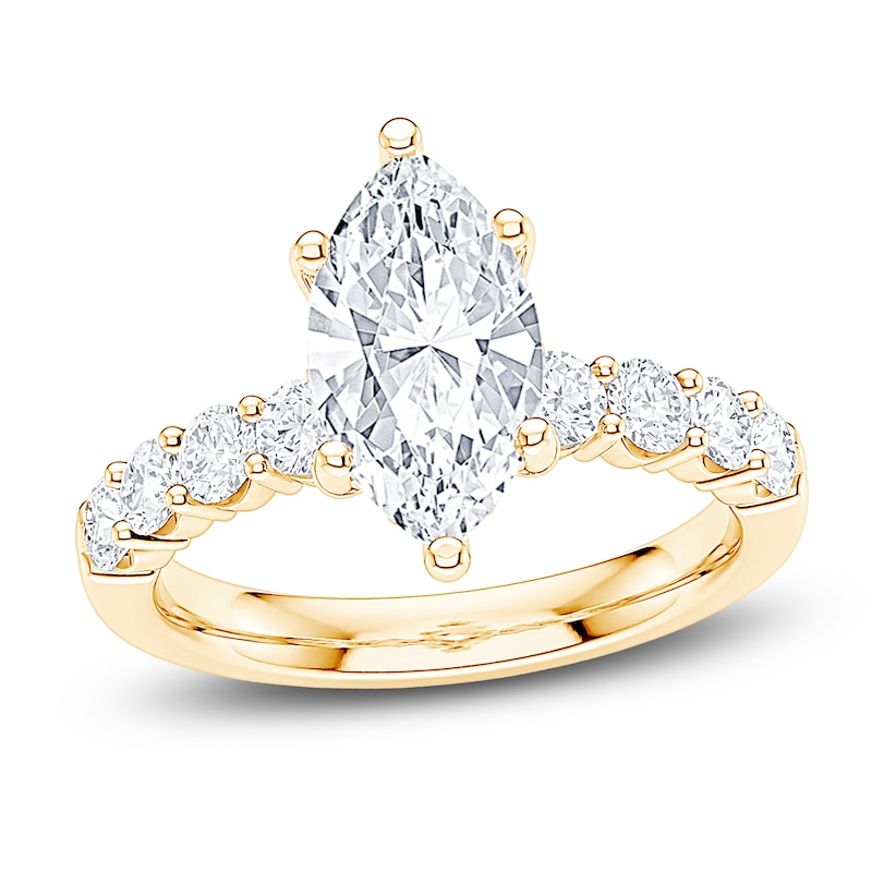 Main Image 1 of Certified Marquise-Cut Lab-Grown Diamond Engagement Ring 2-3/4 ct tw 14K Yellow Gold
