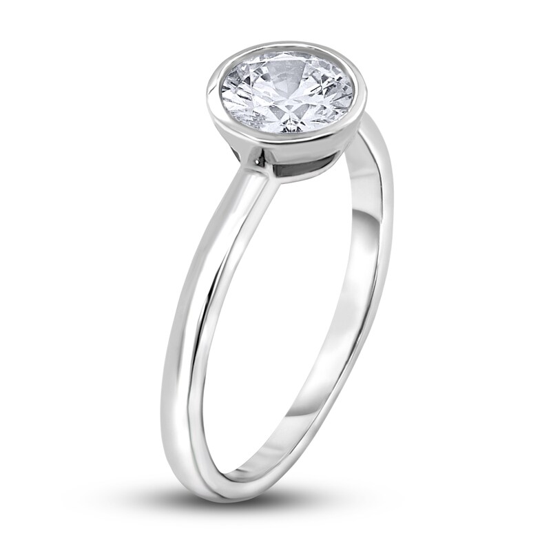 Main Image 2 of Diamond Solitaire Engagement Ring 1 ct tw Bezel-Set Round 14K White Gold (I2/I)