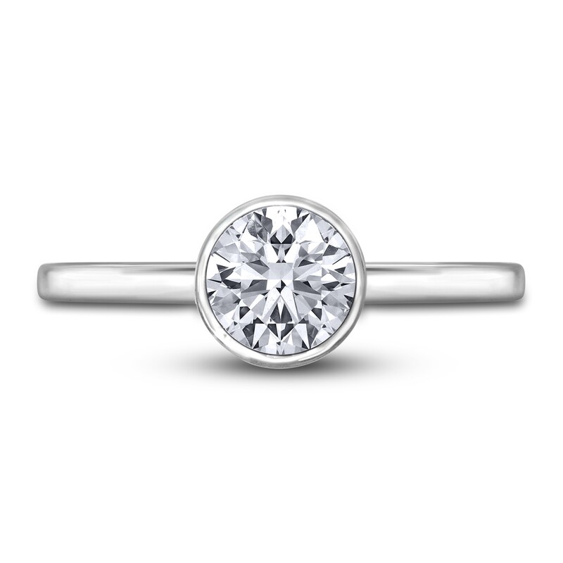 Main Image 3 of Diamond Solitaire Engagement Ring 1 ct tw Bezel-Set Round 14K White Gold (I2/I)
