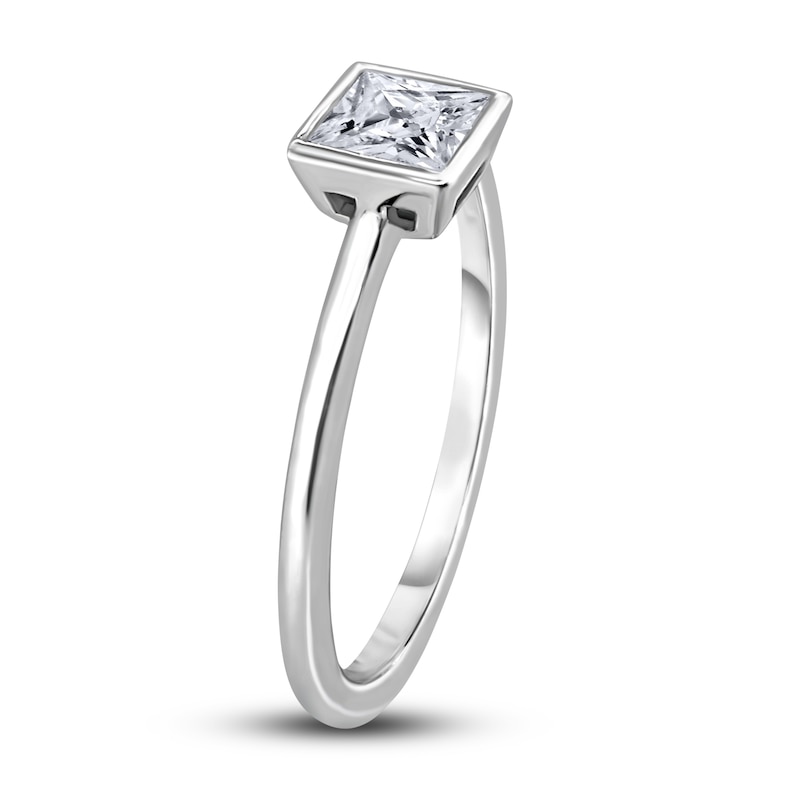 Main Image 2 of Diamond Solitaire Engagement Ring 1/2 ct tw Bezel-Set Princess 14K White Gold (I2/I)