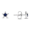 Thumbnail Image 1 of Natural Blue Sapphire Star Stud Earrings 1/20 ct tw Diamonds 14K White Gold