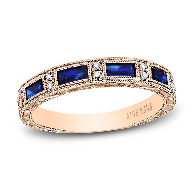 Main Image 1 of Kirk Kara Natural Blue Sapphire Anniversary Band 1/20 ct tw Diamonds 18K Rose Gold