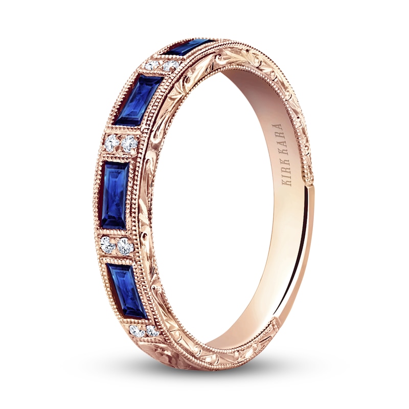 Main Image 2 of Kirk Kara Natural Blue Sapphire Anniversary Band 1/20 ct tw Diamonds 18K Rose Gold