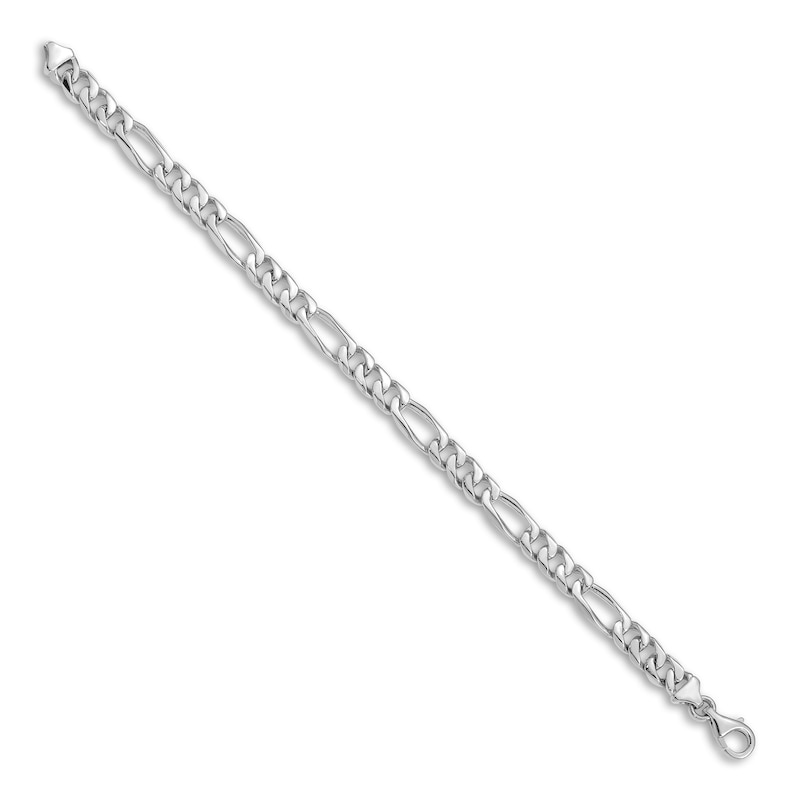 Main Image 2 of Men's Solid Figaro Chain Bracelet 14K White Gold 7.0mm 8"