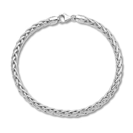 Men's Hollow Wheat Chain Bracelet 14K White Gold 5.0mm 8.25"