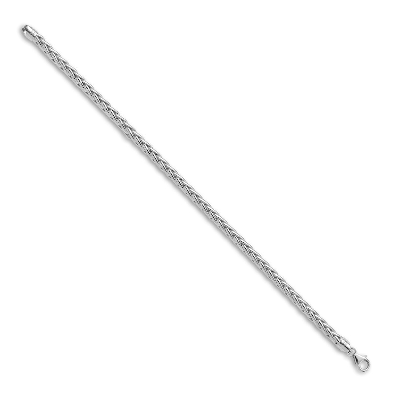 Main Image 2 of Men's Hollow Wheat Chain Bracelet 14K White Gold 5.0mm 8.25"
