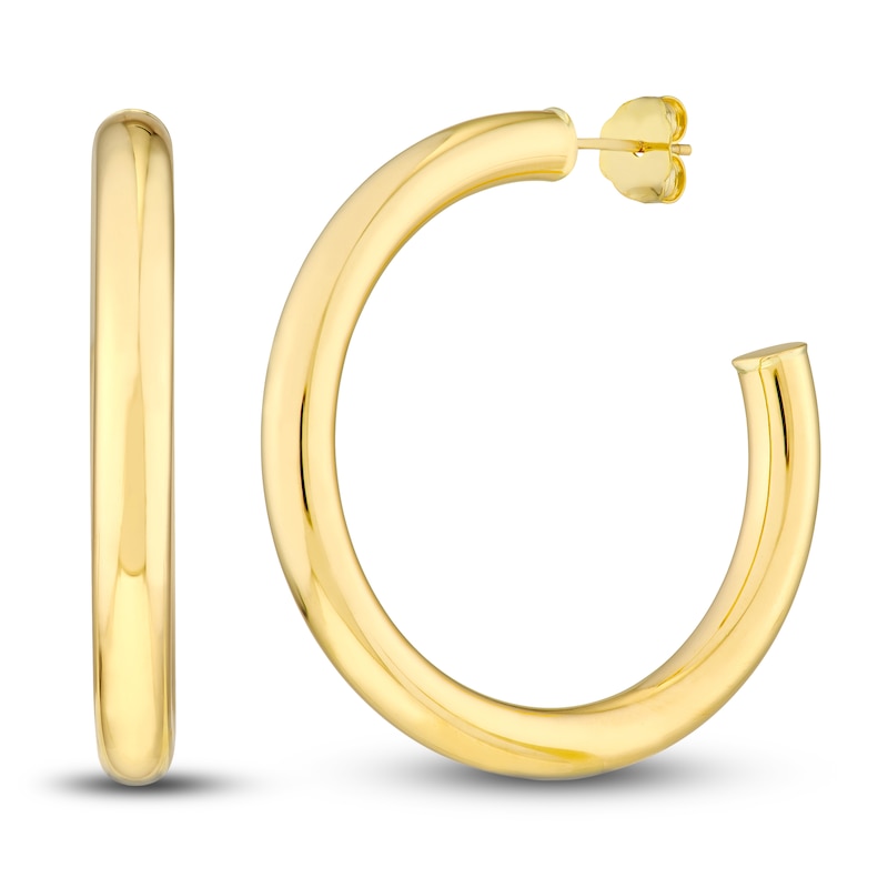 Main Image 1 of Polished Open Hoop Earrings 14K Yellow Gold 35mm
