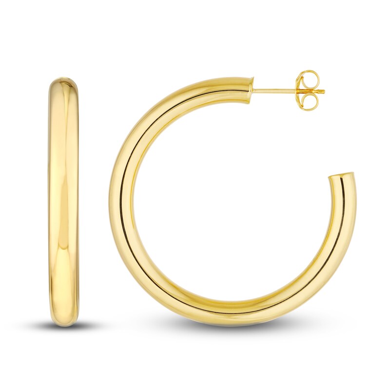 Main Image 2 of Polished Open Hoop Earrings 14K Yellow Gold 35mm