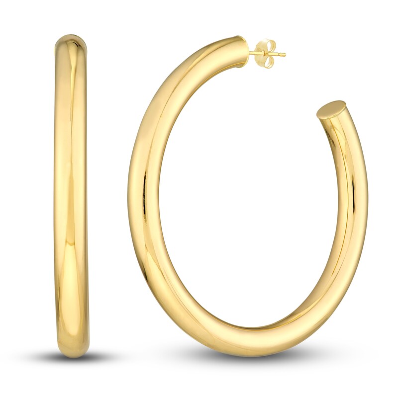 Main Image 1 of Polished Open Hoop Earrings 14K Yellow Gold 50mm