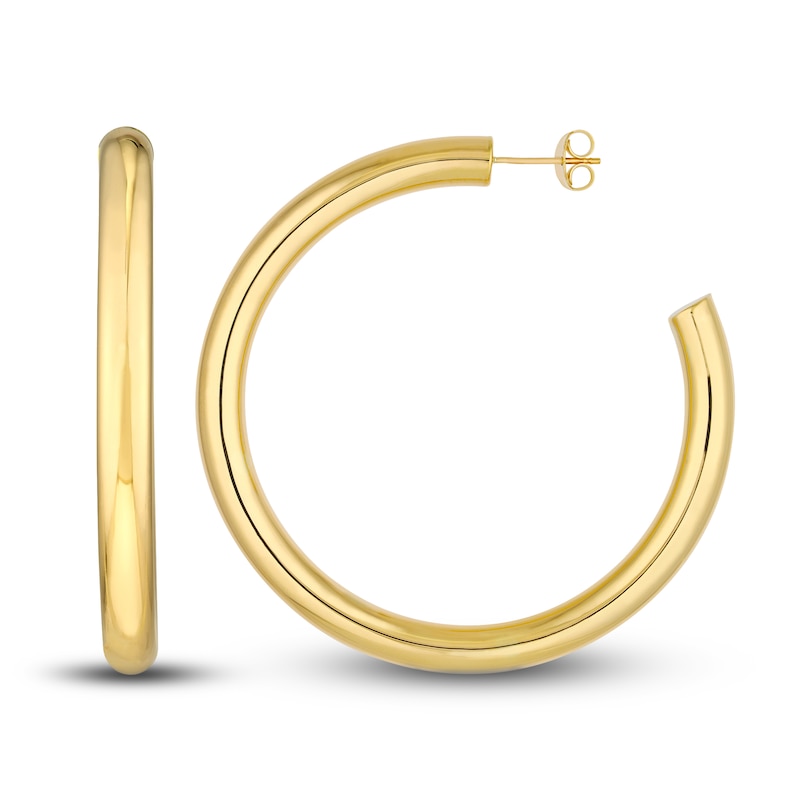 Main Image 2 of Polished Open Hoop Earrings 14K Yellow Gold 50mm