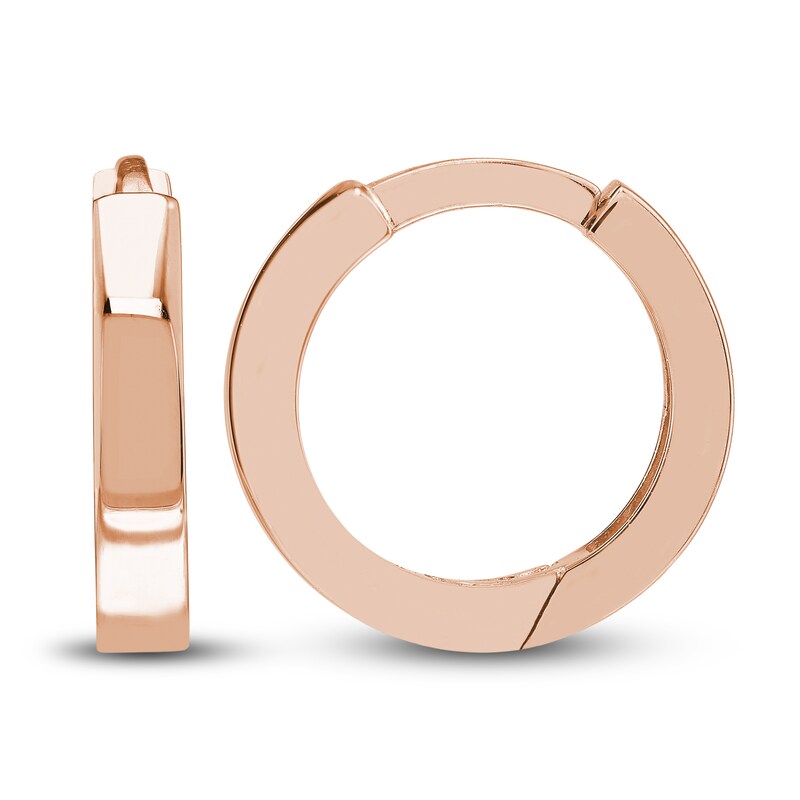 Main Image 2 of Polished Square Huggie Earrings 14K Rose Gold 10mm