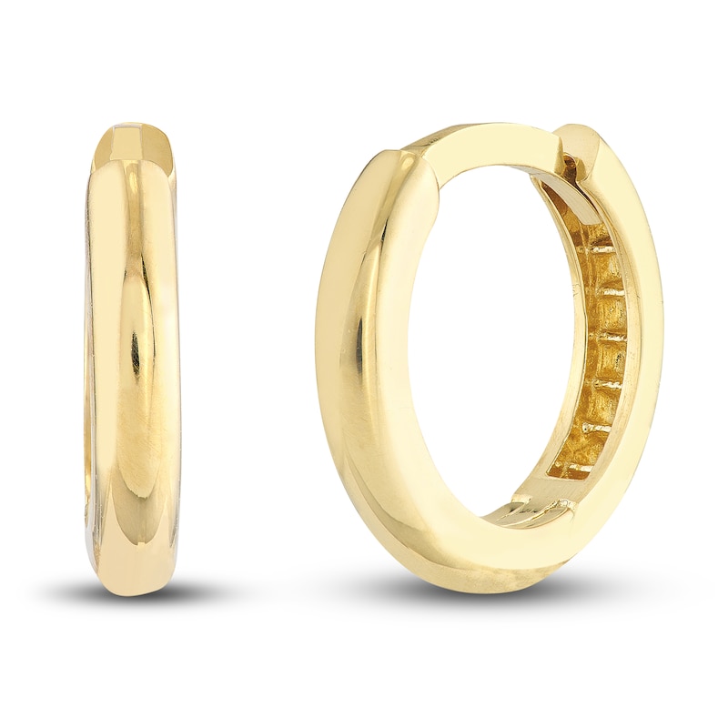 Main Image 1 of Polished Round Huggie Earrings 14K Yellow Gold 11.5mm